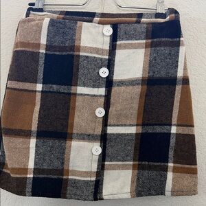 Chic Plaid Mini Skirt with Button Detail